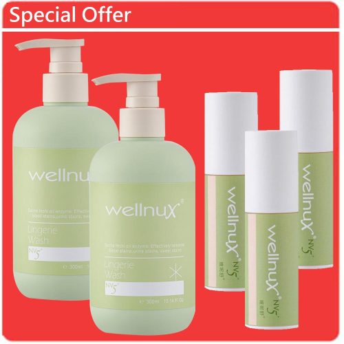 WellnuX Lingerie Wash 2 Pcs Set + WellnuX Feminine Purifier 3 Pcs Set
